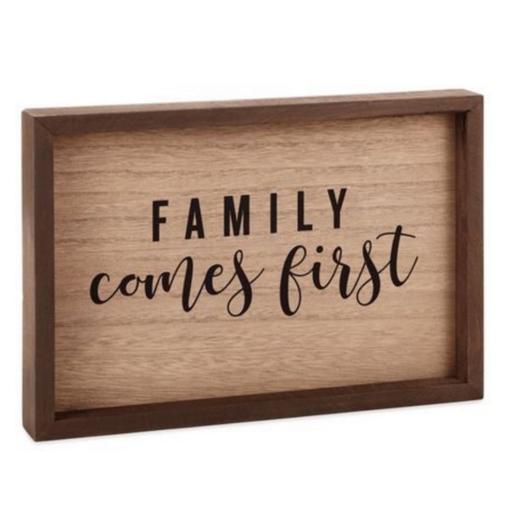 HALLMARK Family Comes First Framed Wood Quote Sign - Picture 1 of 2
